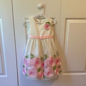 American Princess Cream and Pink Rosette Dress